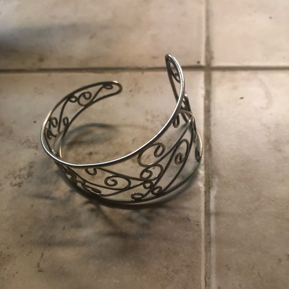 Unique Triangular Filigree Cuff Bracelet- 718 $40… - image 1